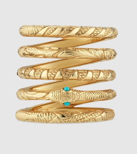 Gucci Five band Ouroboros ring in yellow gold