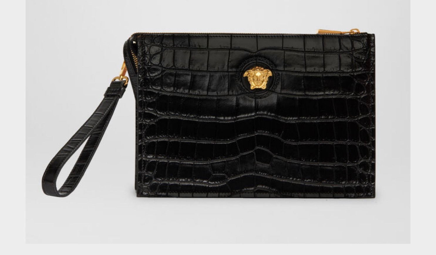 Moda MOCK CROC PRINT MEDUSA POUCH VERSACE