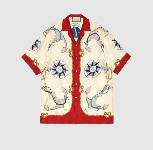 Gucci Nautical print oversize bowling shirt