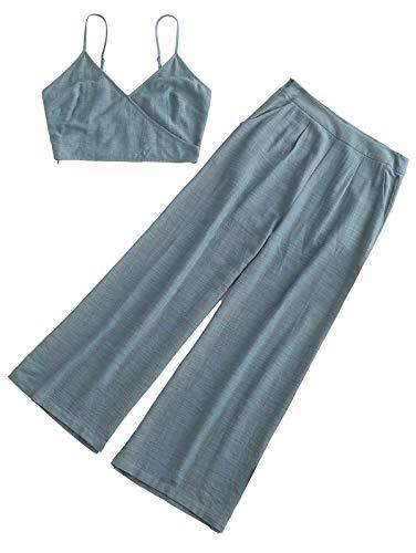 Moda ZAFUL Conjunto de Pantalones para Mujer, Cintura Larga, sin Mangas, Mujer, Traje