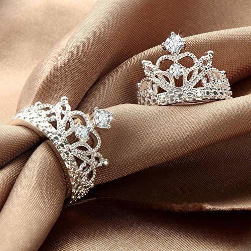 XXXIAGD Anillos Princess Crown Rings para Mujeres AAA Cubic Zirconia Micro Pave
