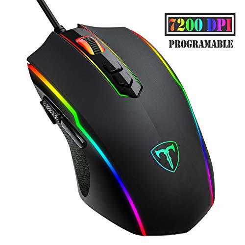 Social PICTEK - Ratón Gaming Programable con Retroiluminado Personalizable Compatible con Windows7/8/10/Xp/Vista