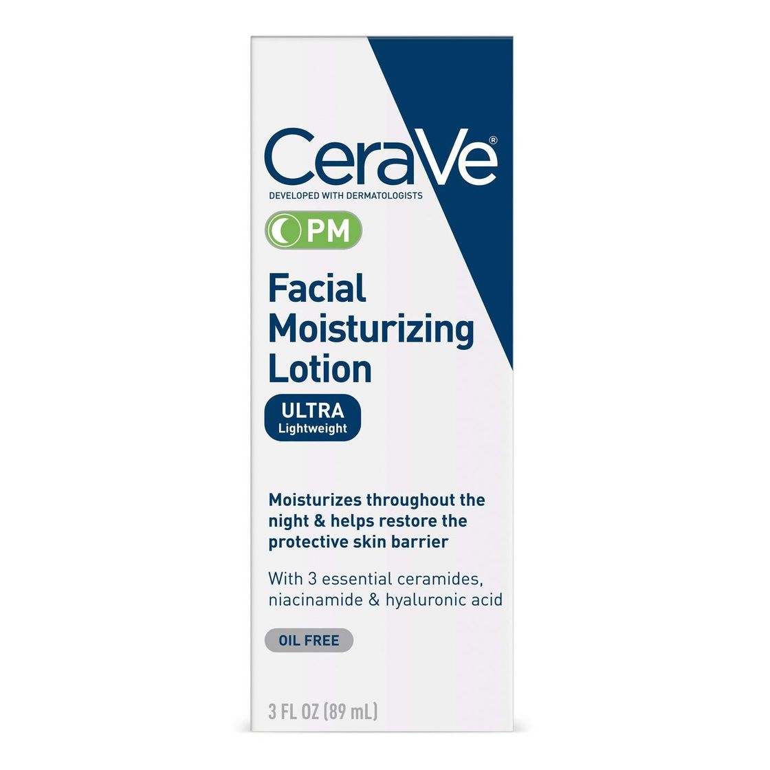 Beauty CeraVe Loción facial hidratante Pm 3 Oz Pack de 2