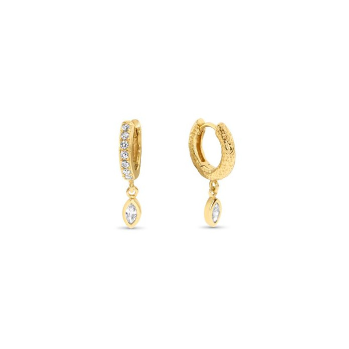 Productos Safira 18k Gold Plated Amoureux Clear Hoops