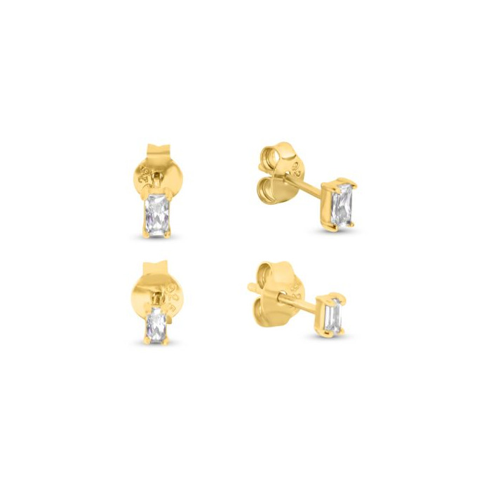 Products Safira 18k Gold Plated Baguette Stud Earrings