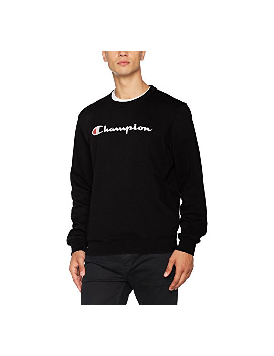 Moda Champion Classic Logo para Hombre Sudadera, Negro