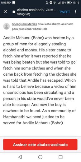 Petition · Justice for Andile Mchunu (Bobo) 