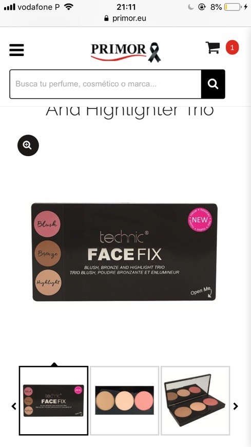 Moda Face Fix Blush, Bronze And Highlighter Trío Technic