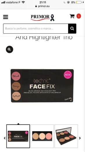 Face Fix Blush, Bronze And Highlighter Trío Technic