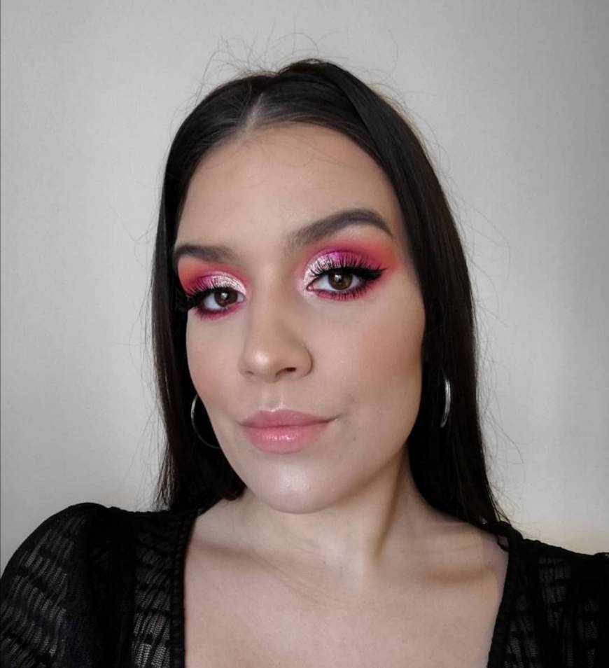 Fashion Make up cor de rosa com glitter 