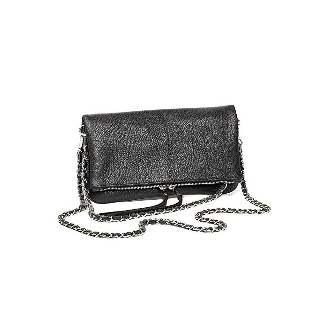 Fashion Bolso negro doble cadena en piel