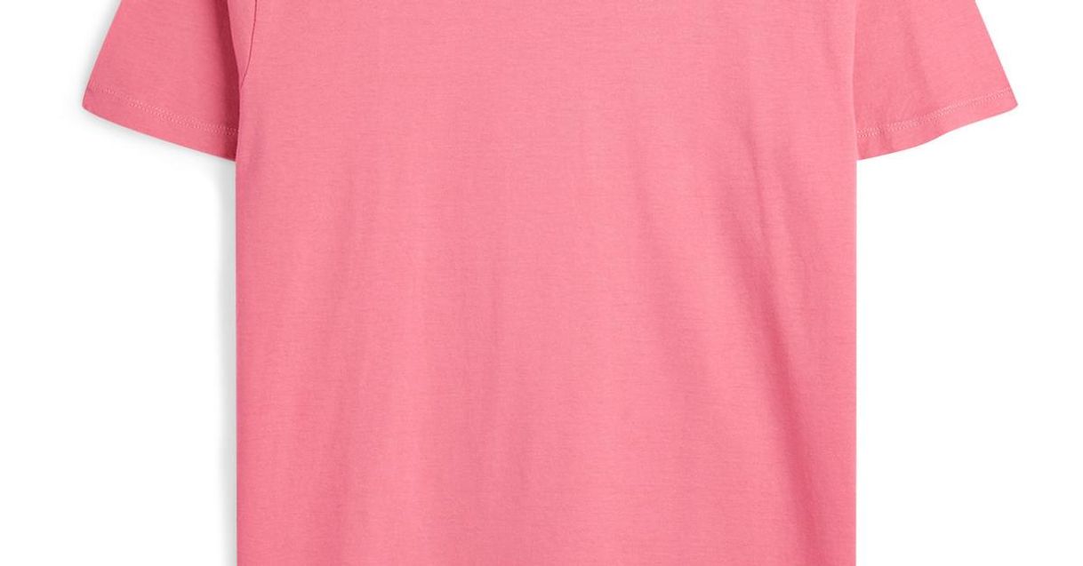 Fashion T-shirts manga curta gola redonda rosa-claro primark 