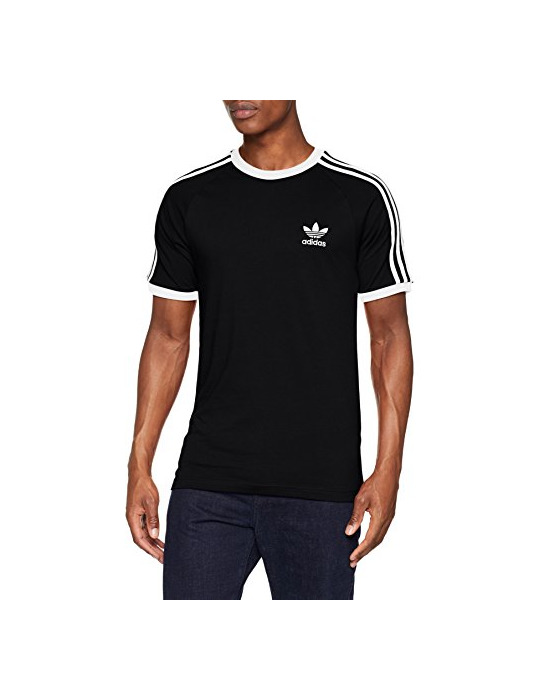 Social adidas Tres Bandas Camiseta de Manga Corta, Hombre, Negro