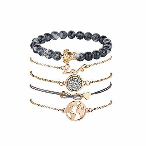 Moda Dsaren Conjunto Pulseras Mujer, Apilable Pulsera Ajustable Circón Brazalete Conjunto Mujeres Accesorios