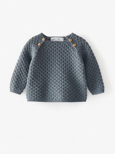 Sweater malha azul petróleo Zara 