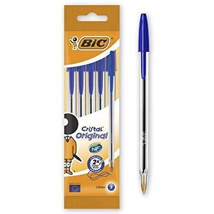BIC Cristal - Blíster de 5 unidades, large bolígrafos punta ancha