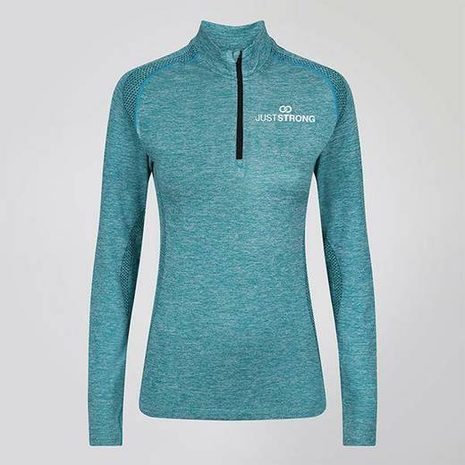 Turquoise seamless 3d performance zip top

