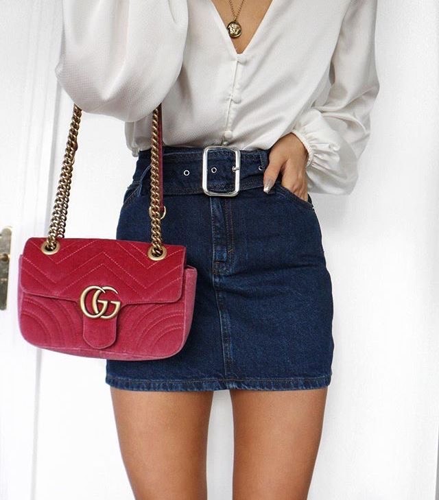 Fashion Blue skirt and white shirt 