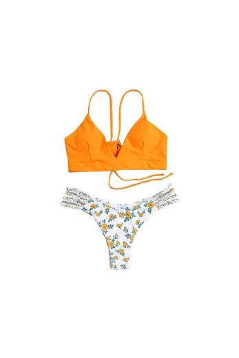 Bikini amarelo e com flores 