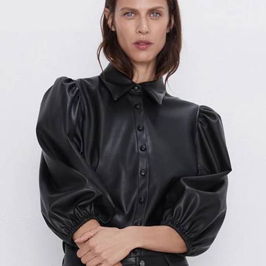 Faux Leather Shirt