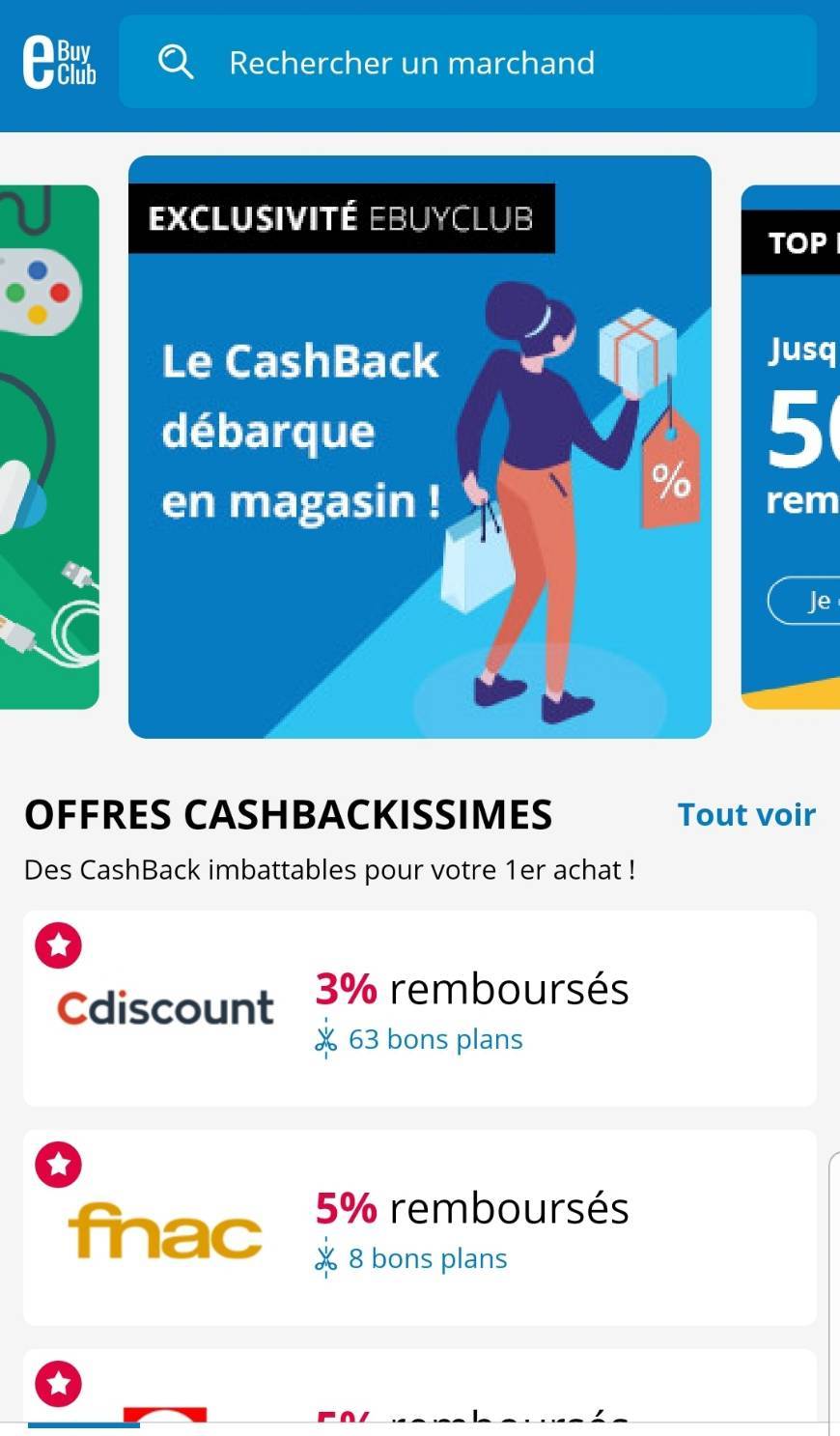 Offres cashbacks