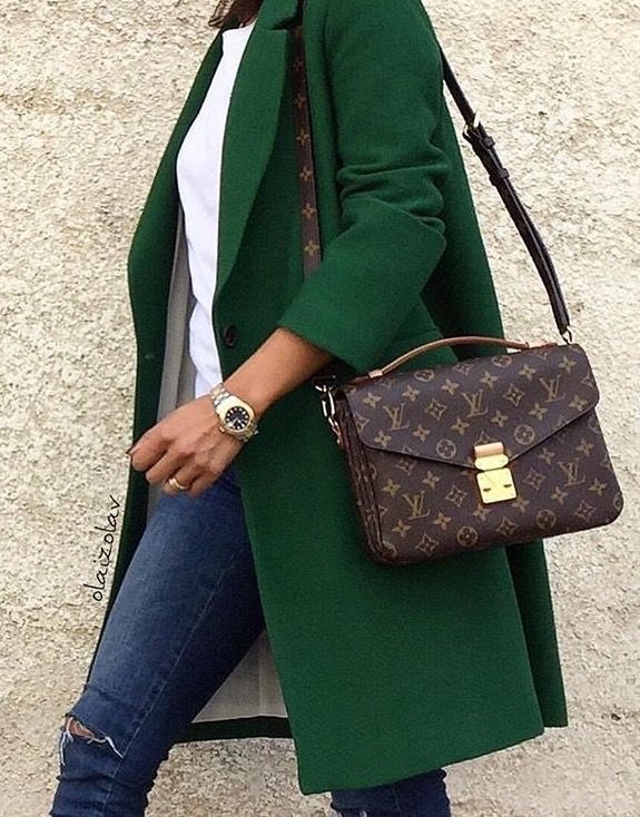 Fashion lv bag and green outfit