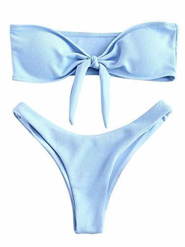 ZAFUL Traje de Baño Set de Bikini Bandeau con Relleno Lazada Delantera