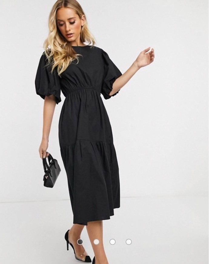 Product PrettyLittleThing puff sleeve smock dress in black