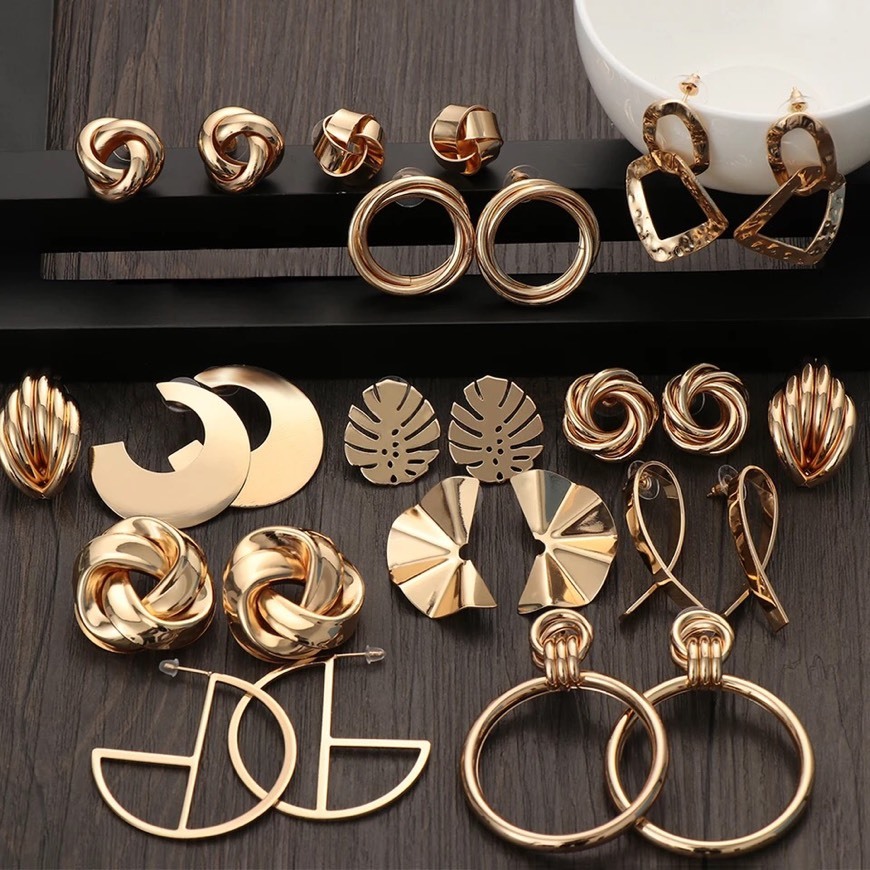 Social Geometric Gold Earings