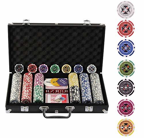 Producto Display4top Juego de póquercon 300 Chips Láser 12 Gramos Núcleo de Metal,