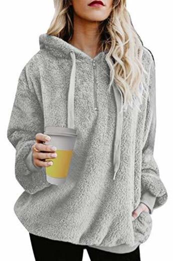 Tuopuda Mujer Sudadera con Capucha Suelta Tallas Grandes Invierno Manga Larga Pullover