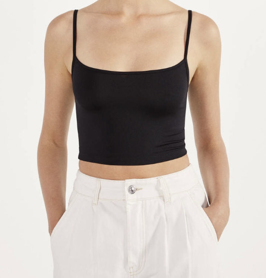 Fashion Crop top de alças preto