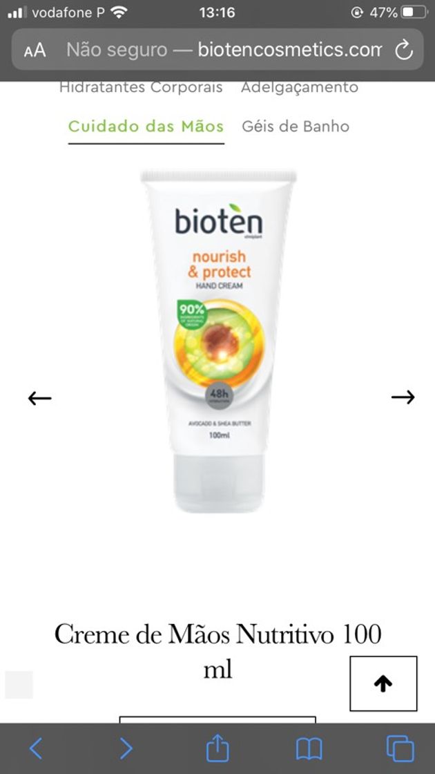 Productos Creme de mãos bioten