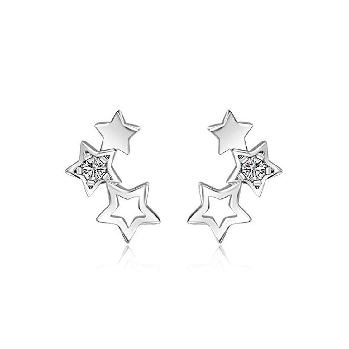 Fashion 925 plata esterlina cinco estrellas circón hueco aretes para regalo de mujer