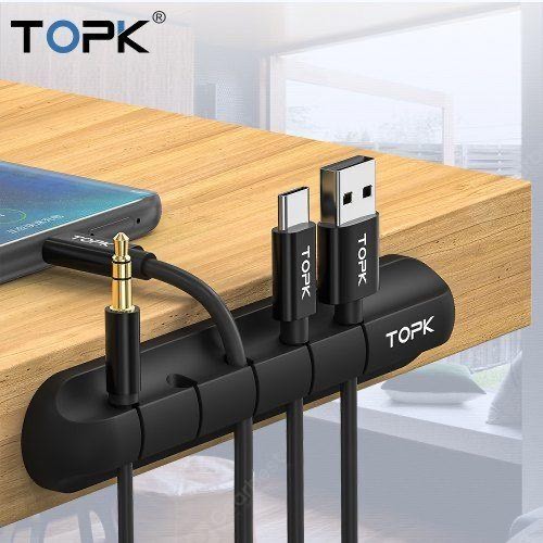 Fashion TOPK Silicone Enrolador de cabo USB Cabo de mesa Tidy Manage