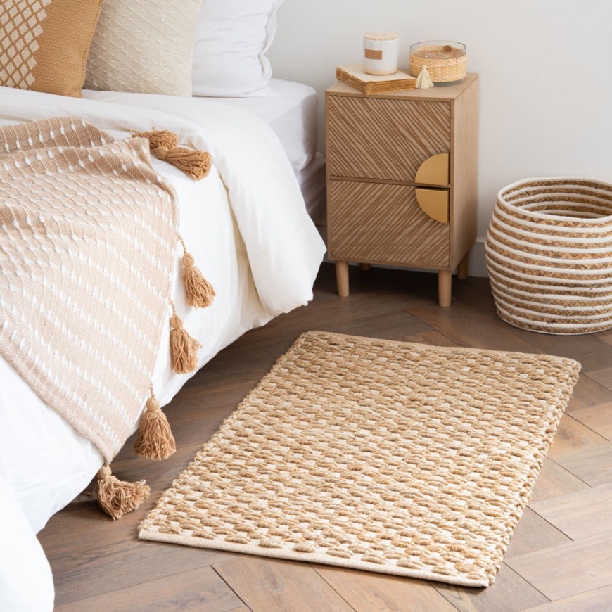 Productos Beige and Ecru Cotton and Jute Woven Rug 60x90