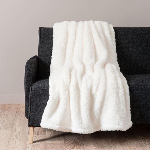 Ecru Faux fur Blanket 150x200