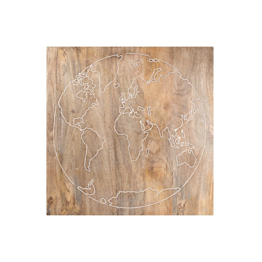 Productos Printed World Map Mango Wood Wall Art 60x60