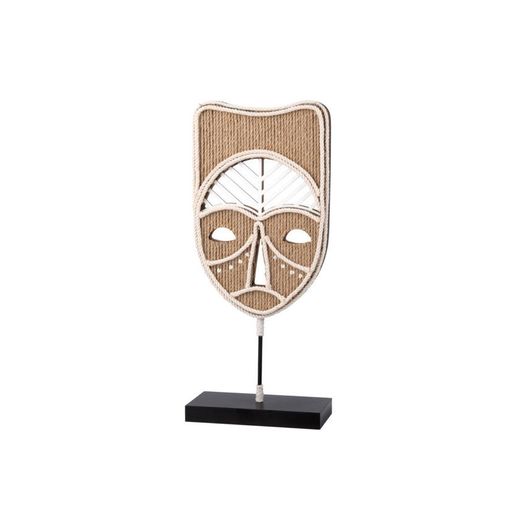 Beige and Brown Metal and Rope Mask Ornament