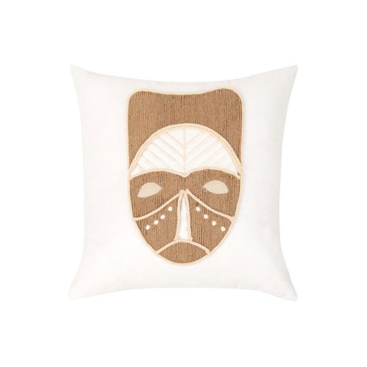 Ecru Cushion with Brown Jute Embroidery 45x45 Malai