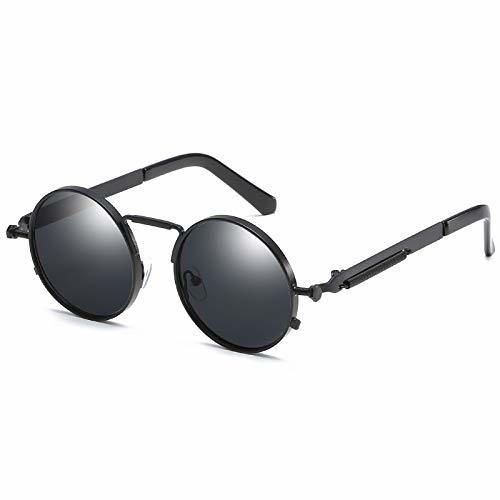 Kennifer Steampunk redonda Retro Metálico gafas de sol para hombres y mujeres