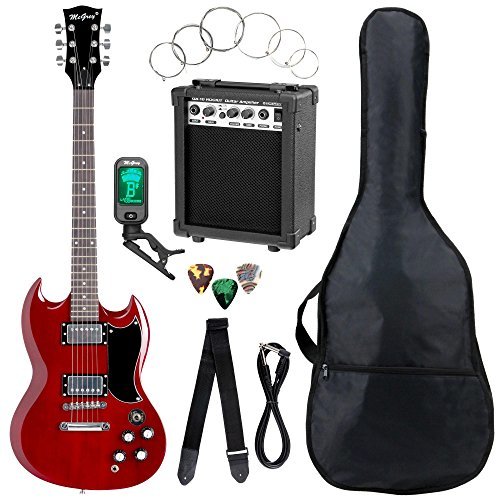 Lugares Set completo de guitarra eléctrica McGrey Rockit Doble Cut rojo cereza