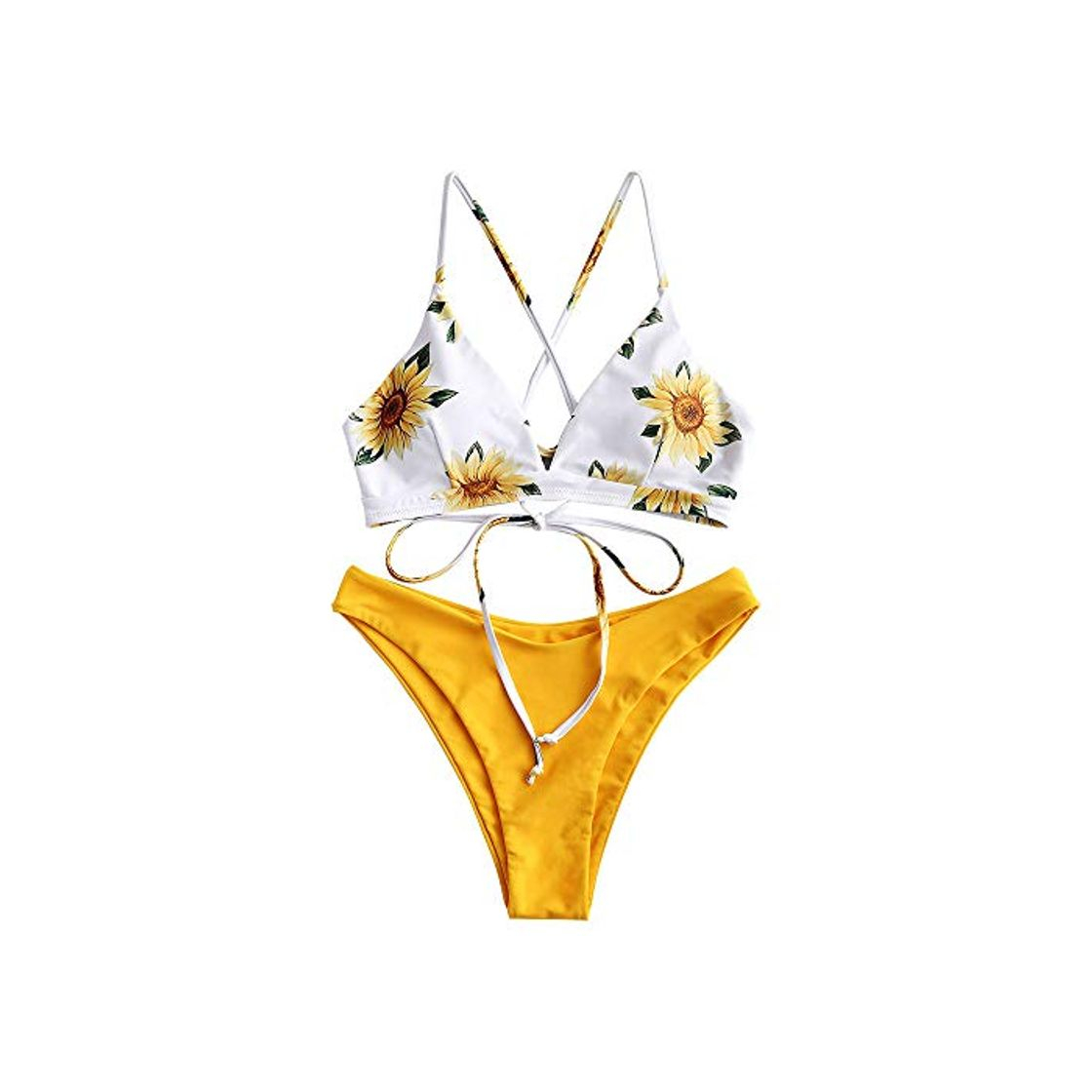 Product Zaful - Conjunto de bikini acolchado con diseño de girasol