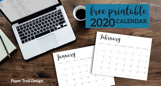 2020 Calendar Printable Free Template - Paper Trail Design