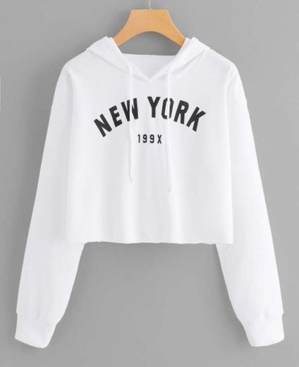 Letter Graphic Crop Hoodie