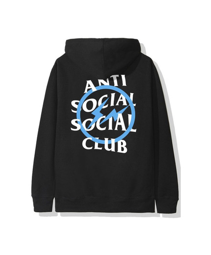 Anti social social club x fragment blue bolt Hoodie black