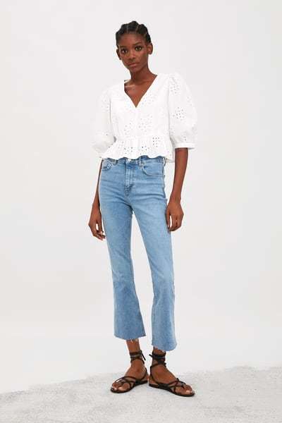 Jeans mid rise cropped zara