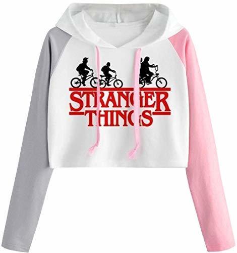 Fashion FLYCHEN Niña Stranger Things Sudaderas con Capucha Letra Roja Conturas Hoodies Capucha