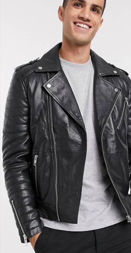 Barneys Originals quilted real leather zipped biker 