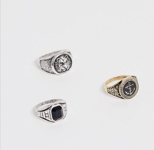 Asos design mixed chunky ring pack 